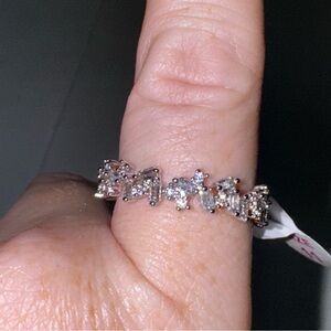 Bomb Party Ring Sz 11 April 23 "Now's the Time" RBP5912 Diamond CZ Rhodium Plate